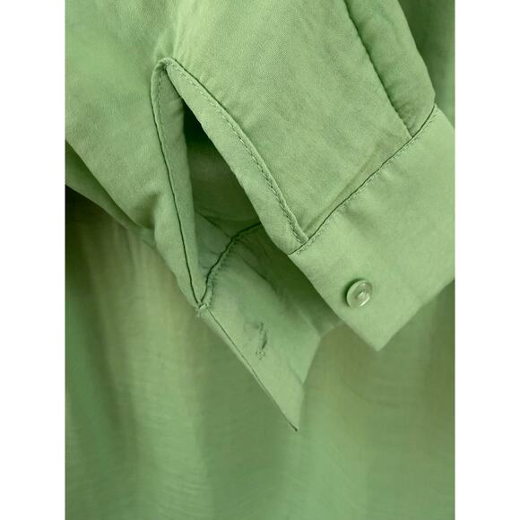 Maison d’Amélie Paris Green Blouse XS | Flowy V-Neck Top - Picture 5 of 7